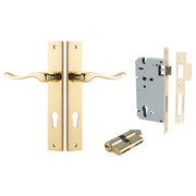 Stirling Lever Rectangular Backplate Entrance Kit w High Security Lock Polished Brass