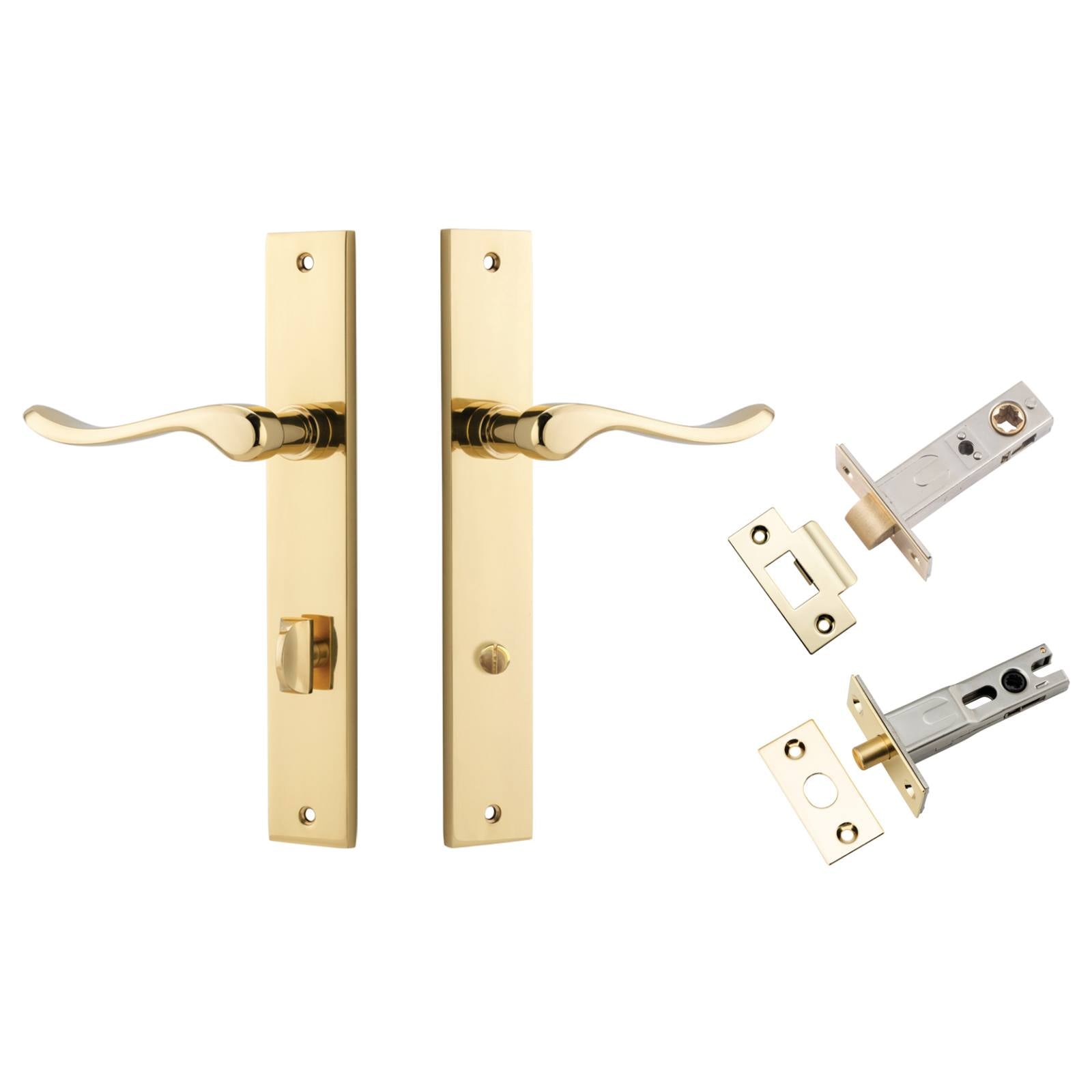 Stirling Lever Rectangular Backplate Privacy Kit w Privacy Turn Polished Brass