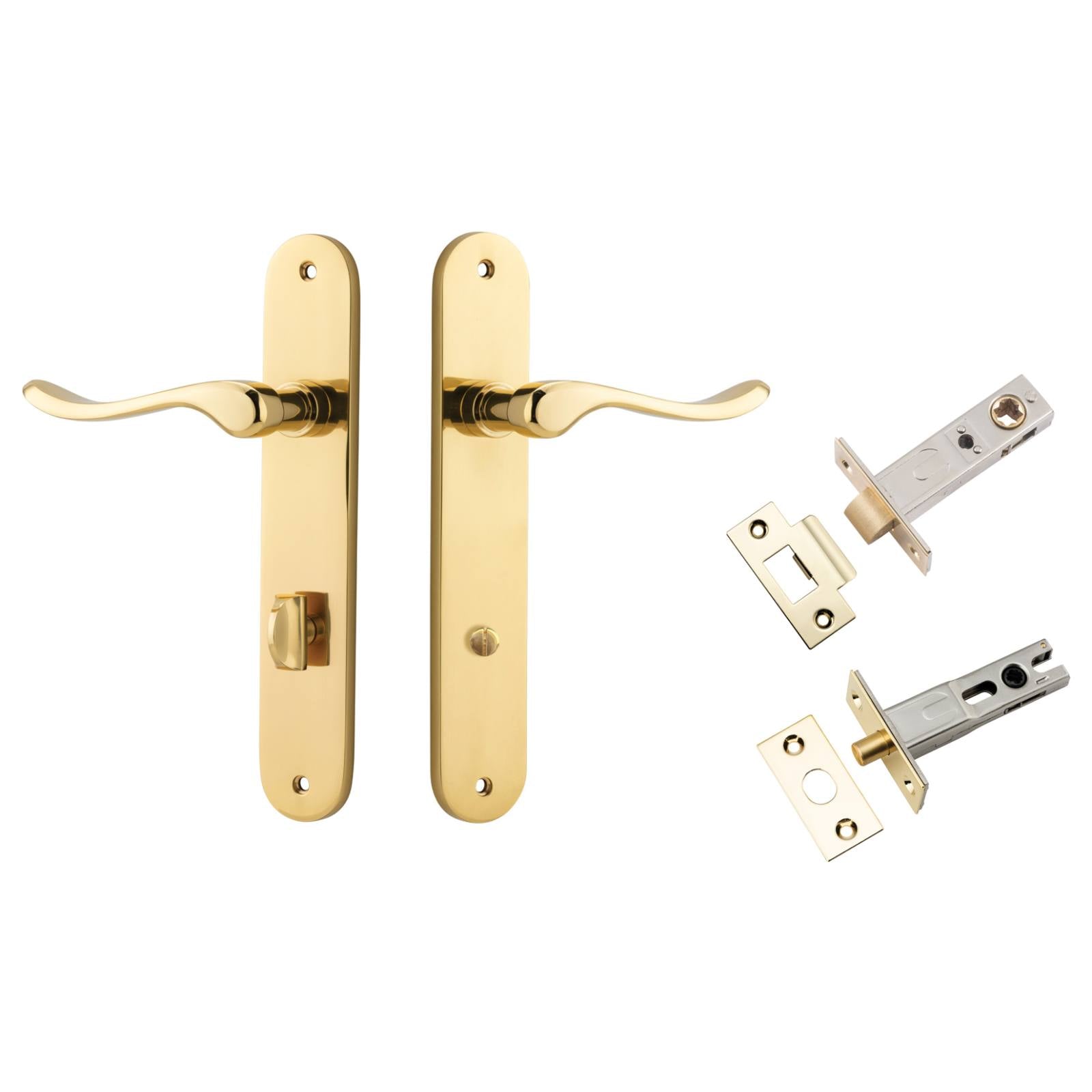 Stirling Lever Oval Backplate Privacy Kit w Privacy Turn Polished Brass