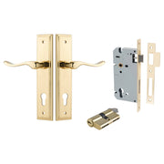 Stirling Lever Stepped Backplate Entrance Kit w High Security Lock Polished Brass