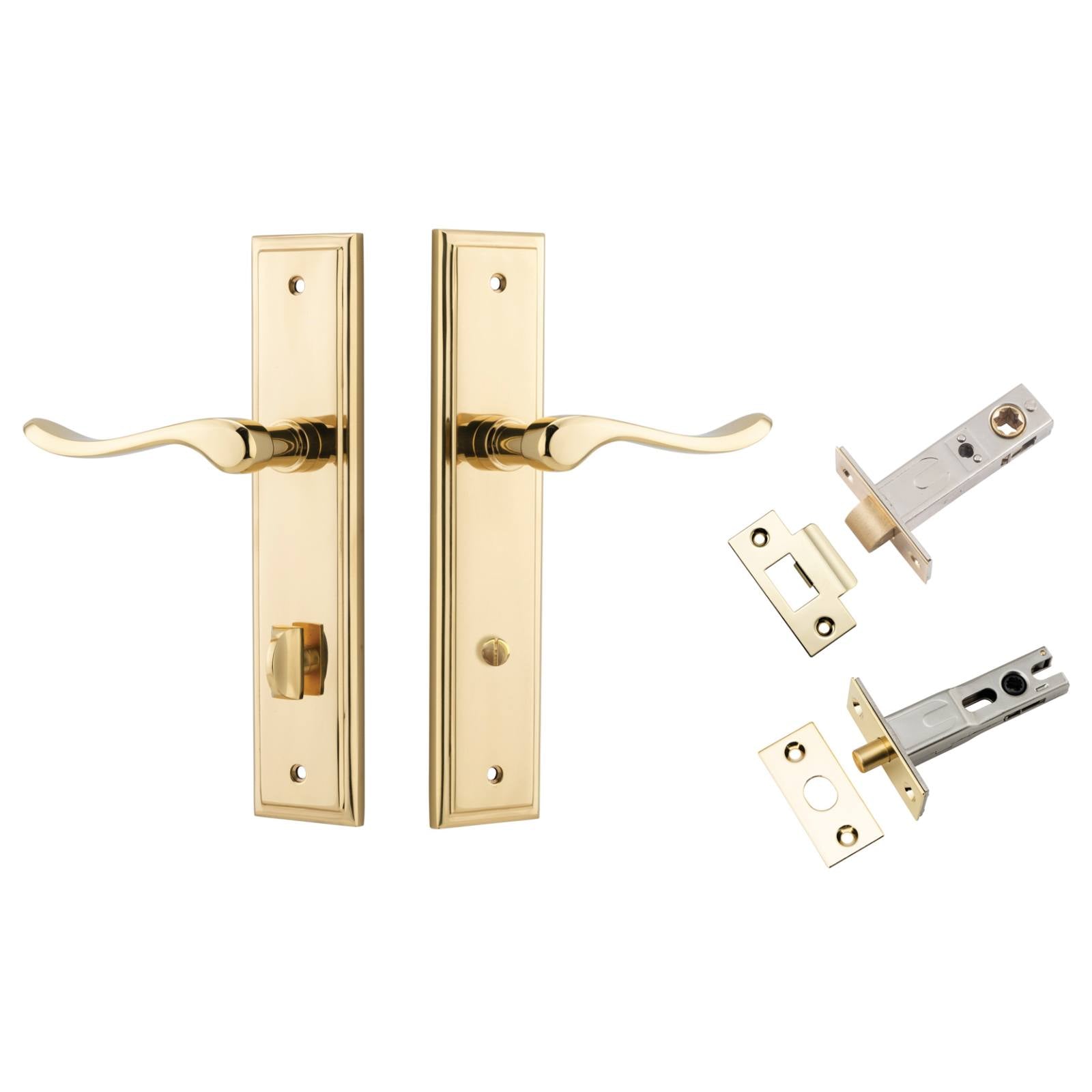 Stirling Lever Stepped Backplate Privacy Kit w Privacy Turn Polished Brass