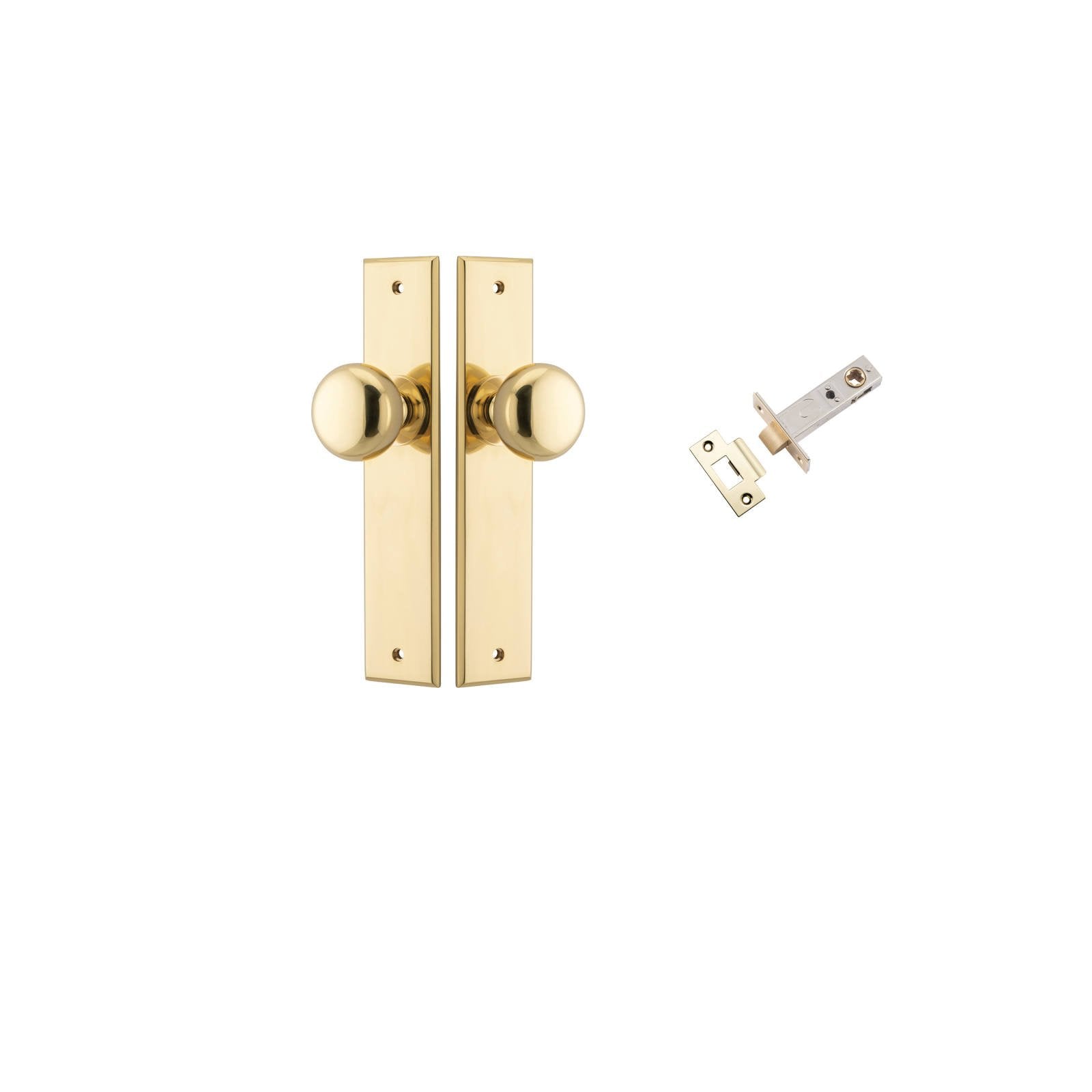 Cambridge Knob Chamfered Backplate Passage Kit Polished Brass