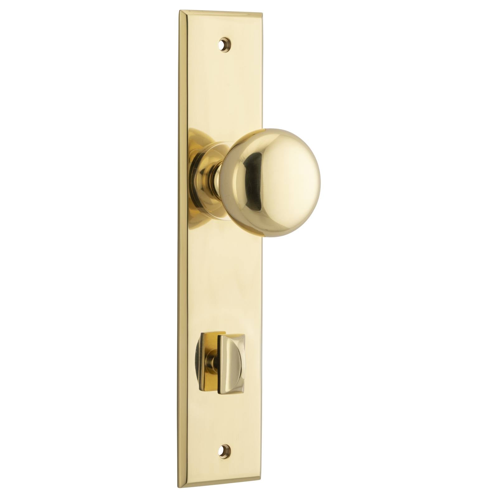 Cambridge Knob Polished Brass Chamfered Backplate
