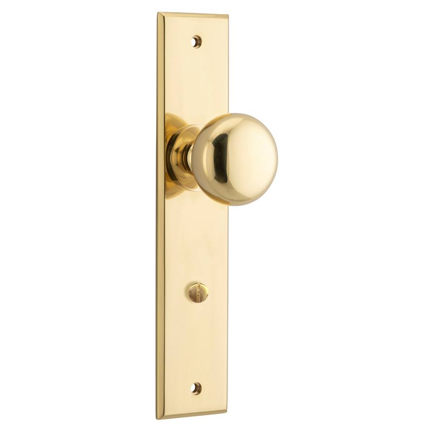 Cambridge Knob Polished Brass Chamfered Backplate