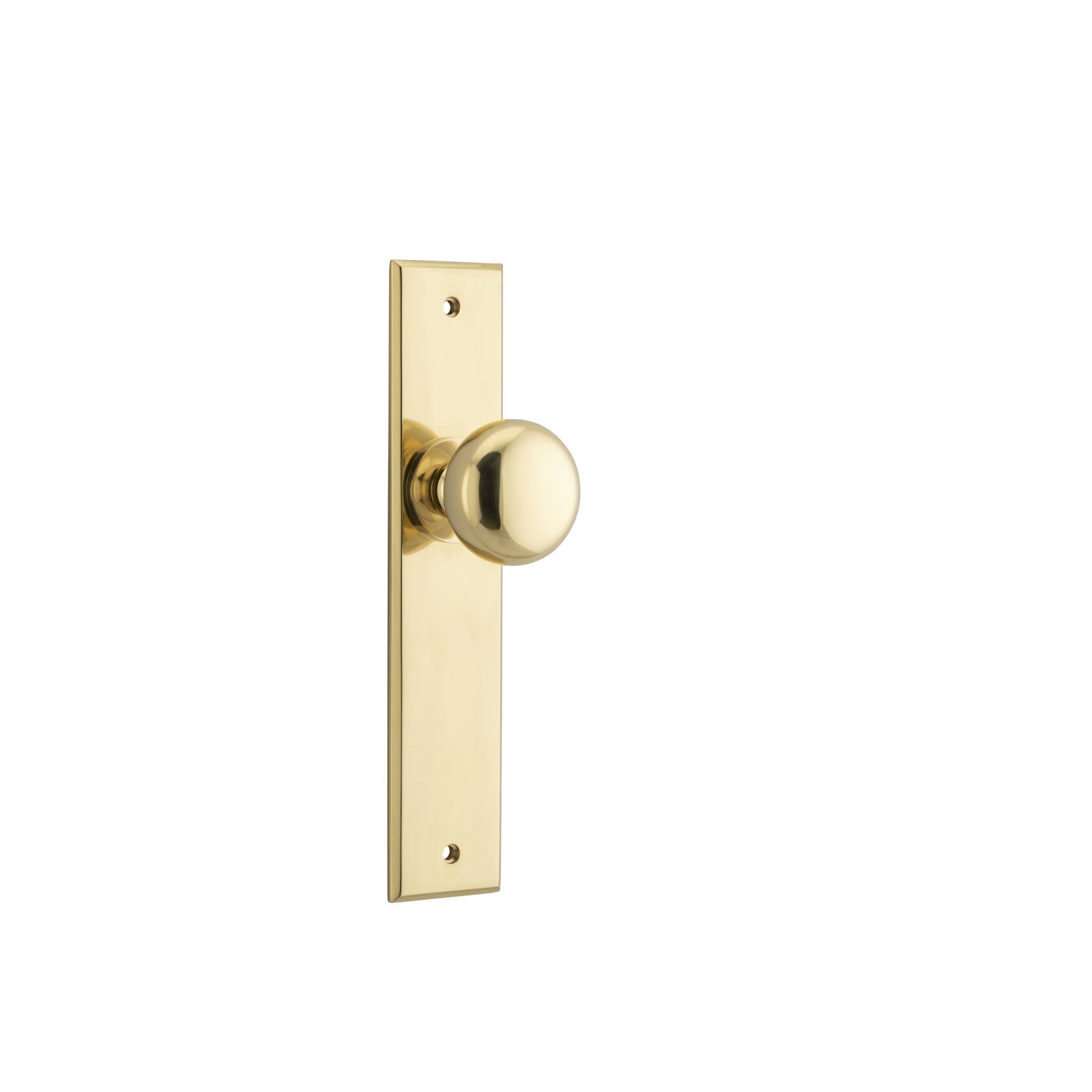 Cambridge Knob Polished Brass Chamfered Backplate