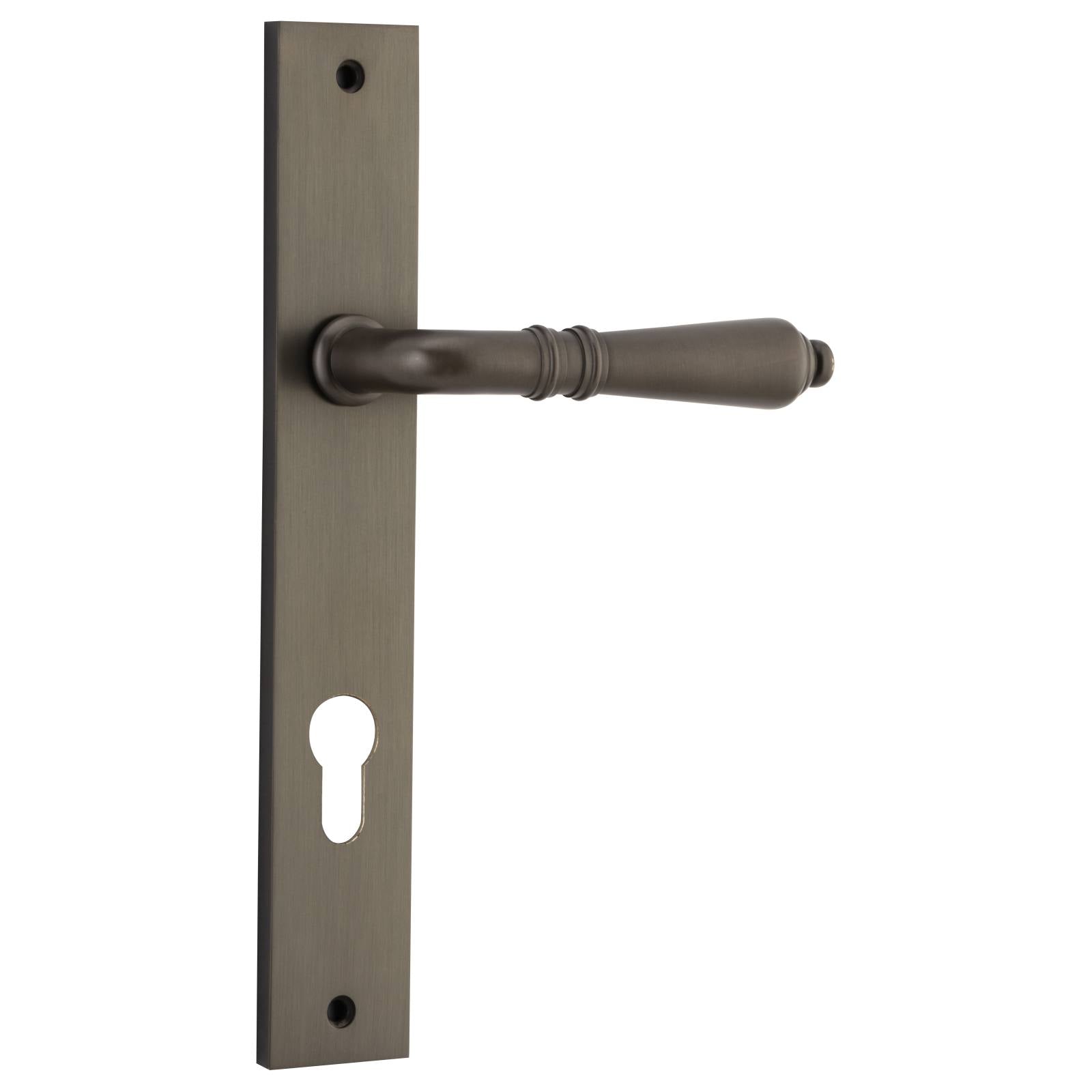 Sarlat Rect. 85mm Euro Lever Set, Signature Brass