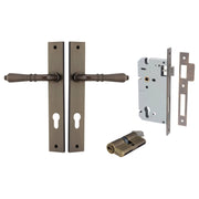 Sarlat Lever Rectangular Backplate Entrance Kit w High Security Lock Signature Brass