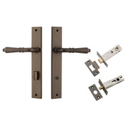 Sarlat Lever Rectangular Backplate Privacy Kit with Privacy Turn Signature Brass