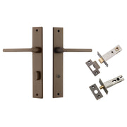 Baltimore Lever Rectangular Backplate Privacy Kit with Privacy Turn Signature Brass