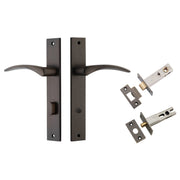 Oxford Lever Rectangular Backplate Privacy Kit w Privacy Turn Signature Brass