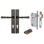 Verona Lever Rectangular Backplate Entrance Kit w High Security Lock Signature Brass