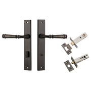 Verona Lever Rectangular Backplate Privacy Kit w Privacy Turn Signature Brass