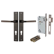 Annecy Lever Rectangular Backplate Entrance Kit w High Security Lock Signature Brass