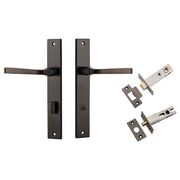 Annecy Lever Rectangular Backplate Privacy Kit w Privacy Turn Signature Brass
