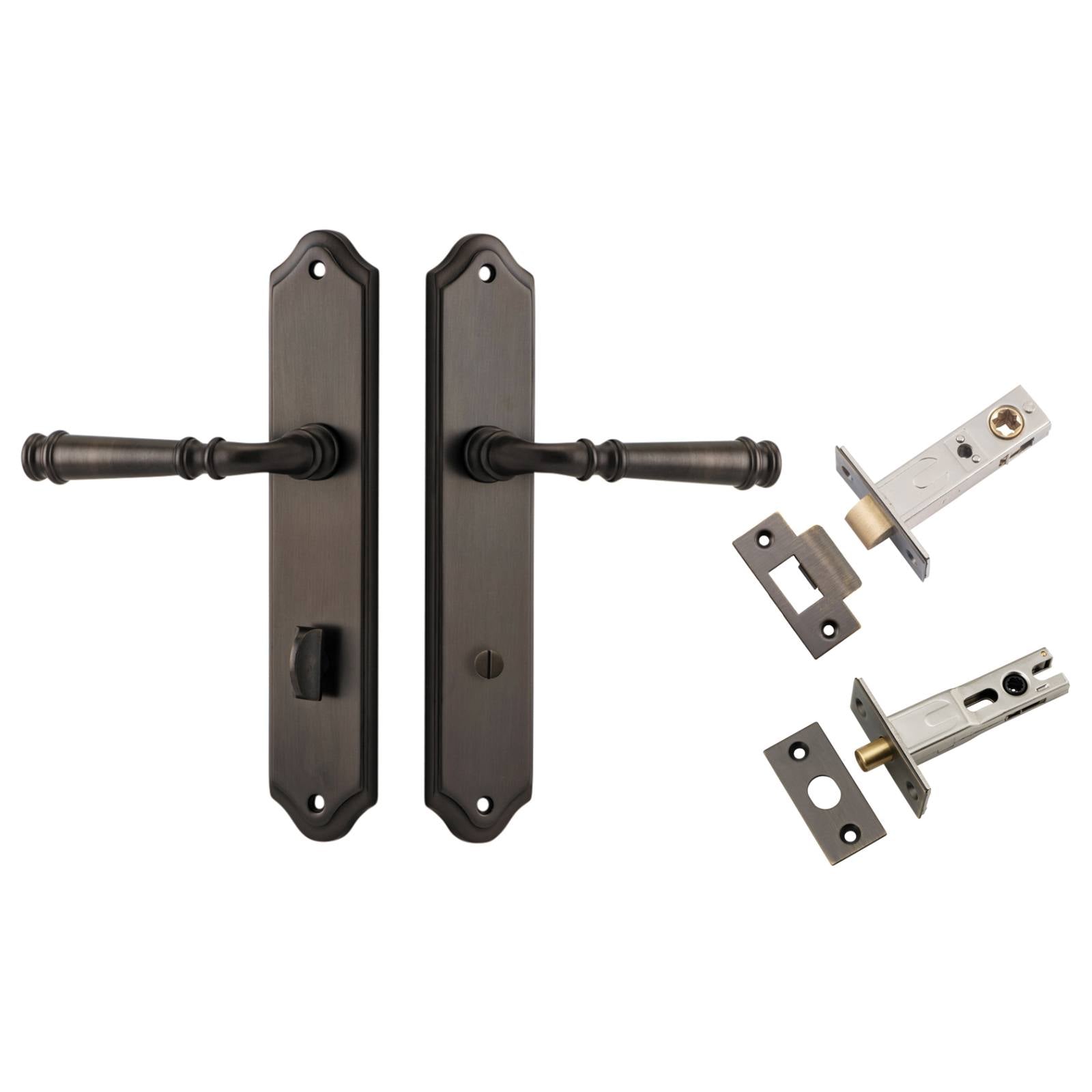 Verona Lever Shouldered Backplate Privacy Kit w Privacy Turn Signature Brass