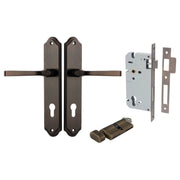 Annecy Lever Shouldered Backplate Entrance Kit w High Security Lock Signature Brass