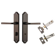 Annecy Lever Shouldered Backplate Privacy Kit w Privacy Turn Signature Brass
