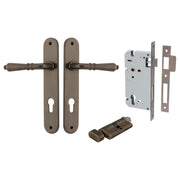 Sarlat Lever Oval Backplate Entrance Kit w High Security Lock Signature Brass