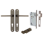 Baltimore Lever Oval Backplate Entrance Kit w High Security Lock Signature Brass