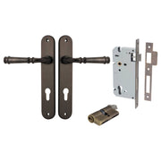 Verona Lever Oval Backplate Entrance Kit w High Security Lock Signature Brass