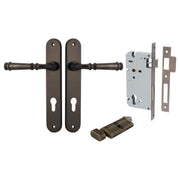 Verona Lever Oval Backplate Entrance Kit w High Security Lock Signature Brass