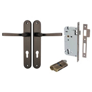 Annecy Lever Oval Backplate Entrance Kit w High Security Lock Signature Brass