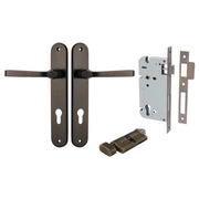Annecy Lever Oval Backplate Entrance Kit w High Security Lock Signature Brass