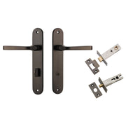 Annecy Lever Oval Backplate Privacy Kit w Privacy Turn Signature Brass