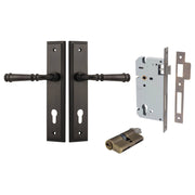 Verona Lever Stepped Backplate Entrance Kit w High Security Lock Signature Brass
