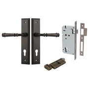 Verona Lever Stepped Backplate Entrance Kit w High Security Lock Signature Brass