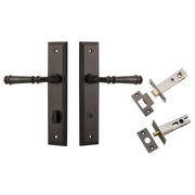 Verona Lever Stepped Backplate Privacy Kit w Privacy Turn Signature Brass