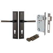 Annecy Lever Stepped Backplate Entrance Kit w High Security Lock Signature Brass
