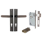 Bronte Lever Rectangular Backplate Entrance Kit w High Security Lock Signature Brass