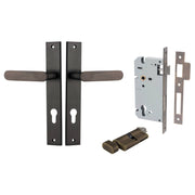 Bronte Lever Rectangular Backplate Entrance Kit w High Security Lock Signature Brass