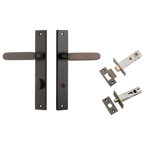 Bronte Lever Rectangular Backplate Privacy Kit w Privacy Turn Signature Brass