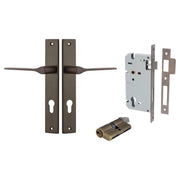 Como Lever Rectangular Backplate Entrance Kit w High Security Lock Signature Brass