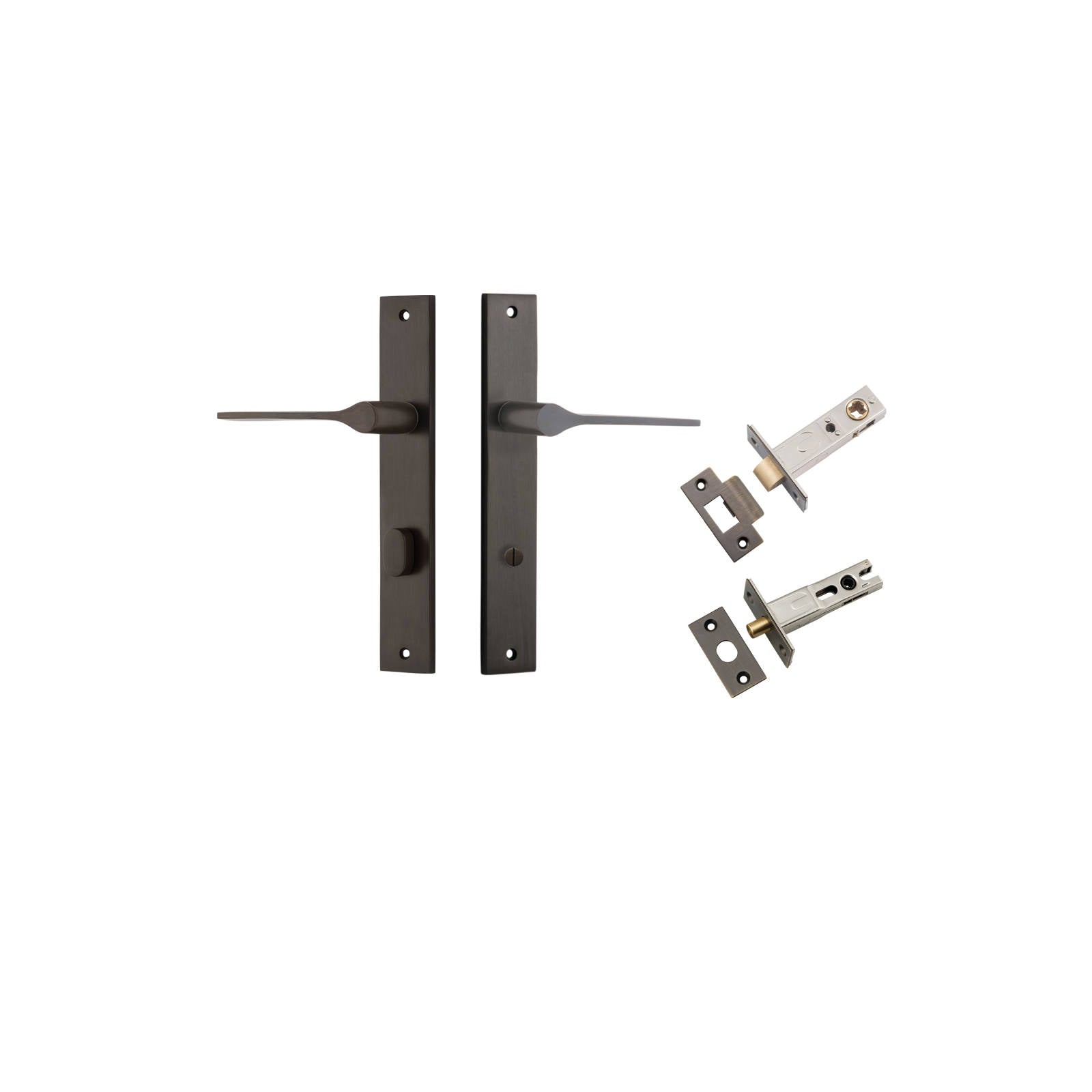 Como Lever Rectangular Backplate Privacy Kit Signature Brass