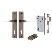 Como Lever Chamfered Backplate Entrance Kit w High Security Lock Signature Brass