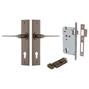 Como Lever Chamfered Backplate Entrance Kit w High Security Lock Signature Brass