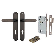Bronte Lever Oval Backplate Entrance Kit w High Security Lock Signature Brass