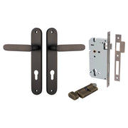 Bronte Lever Oval Backplate Entrance Kit w High Security Lock Signature Brass