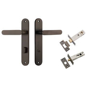 Bronte Lever Oval Backplate Privacy Kit w Privacy Turn Signature Brass