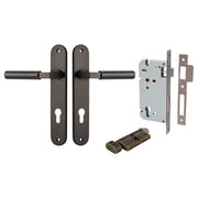 Berlin Lever Oval Backplate Entrance Kit w High Security Lock Signature Brass