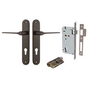 Como Lever Oval Backplate Entrance Kit w High Security Lock Signature Brass