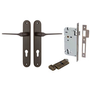 Como Lever Oval Backplate Entrance Kit w High Security Lock Signature Brass