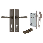 Sarlat Lever Chamfered Backplate Entrance Kit w High Security Lock Signature Brass