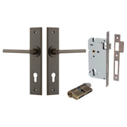 Baltimore Lever Chamfered Backplate Entrance Kit w High Security Lock Signature Brass