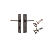 Baltimore Lever Chamfered Backplate Privacy Kit w Privacy Turn Signature Brass