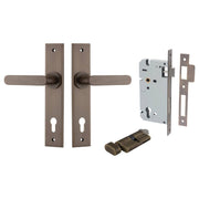 Bronte Lever Chamfered Backplate Entrance Kit w High Security Lock Signature Brass
