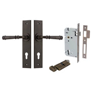 Verona Lever Chamfered Backplate Entrance Kit w High Security Lock Signature Brass